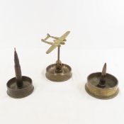 3 WW2 Trench Art Ashtrays
