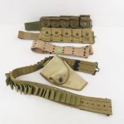 4 WWII Ammunition Belts and Holster