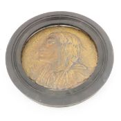 Cheyenne Chief Wolf Robe cast plaque, unsigned