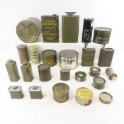 Various WWII Cans, Tins, Food, Water and More