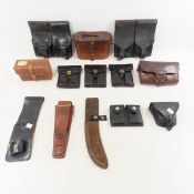 WWII Leather Ammo Pouches, Binocular Case and More