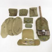 WWII Garand Bolt Pouches, Shovel & More