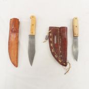 2 Hunke fixed blade knives with sheaths