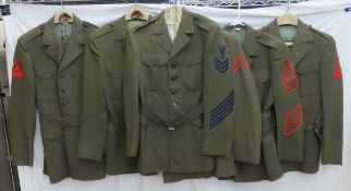 6 US Marine Jackets with Patches & Belts