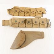 2 WWII Ammo Belts and Web Holster