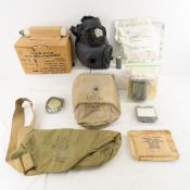 WWII Gas Mask, Lenses, Bags