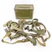 10 WWII M1 Garand Web Slings & .50 Cal Ammo Can