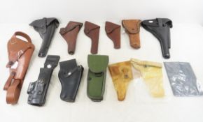 9 Leather Handgun Holsters, Some Military