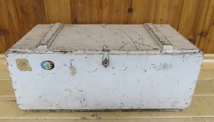 US Military Wood Trunk with insert - painted white