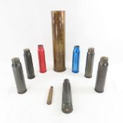 9 Large Caliber Brass Casings, 75mm 50mm 30mm