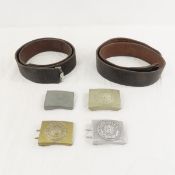4 German Belt Buckles & 2 Belts- WWII & later