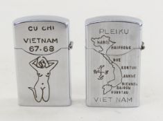 2 Vintage Vietnam Era Pin Up Girl Zenith Lighters