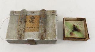 Vintage 7 page Metal Fly Box with Flies