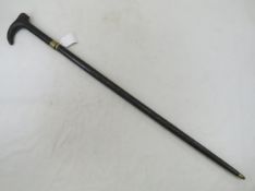 Wood Sword Cane with Brass accents