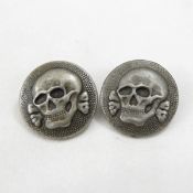 2 WWII German SS-VT Death Head Buttons
