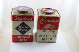 Borden's & Carnation Malted Milk 10 lb Adv. Tins
