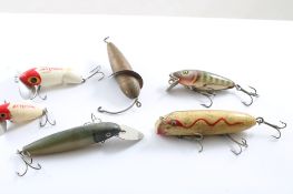 6 Vintage Fishing Lures Jitterbugs, Pflueger