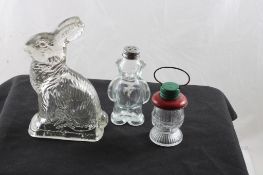 3 Antique Figural Glass Candy Containers