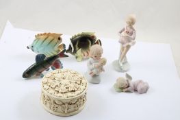 Lefton Figures, Fish Shakers, Vanity Jar