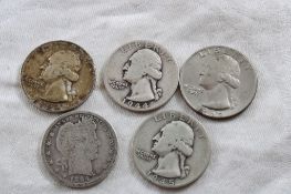 5 Quarters 1894 Barber, 1944,45,45D,52S Washington