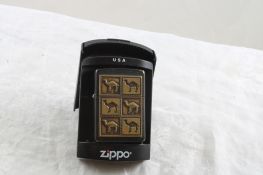 Zippo Lighter 6 Stacked Camel Herd Black Matte