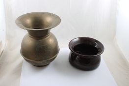 Brass Havana Spittoon, Stoneware Cuspidor