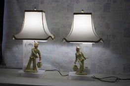 Heidi Schoop Asian Couple MCM Table Lamps