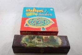 Antique Glove Box, #300 Stadium Checkers Game