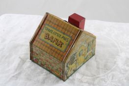 1940's Chein Tin Litho 3 Little Pigs Bank