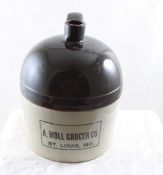 Stoneware Advertising One Gallon 2 Color Jug