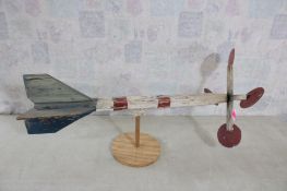 Folk Art Wood Whirligig with Spinning Propeller