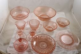 Pink Depression Glass Candleholders & More