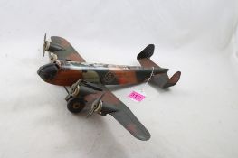 Marx Military Bomber Windup Camouflage Airplane