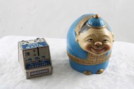 Chein Tin Litho Dime Bank, Asian Bobblehead Bank