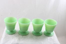 4 McKee Jadeite Footed Ribbed Dessert Cups