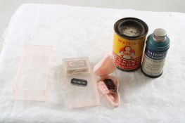 2 Watkins Sample Tins & Kewpie Razor & Blades