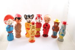 8 Mid-Century Soaky Toys Mighty Mouse, Pinocchio