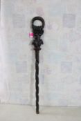 African Wood Tribal Walking Stick Hand carved Lion