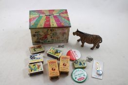 Circus Tin Bank, Zebra, Matches, SEM Needles Tin
