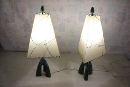 2 Royal Haeger MCM Lamps with Fiberglass Shades