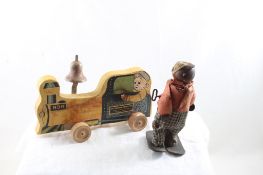 Wind Up Folk Art Walking Toy, Pull Toy Train