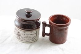 Advertising Pottery/Stoneware Jar & Mug