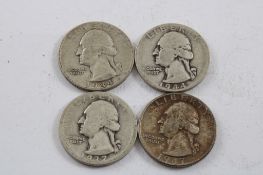 4 Washington Silver Quarters 1937,1947,1944D,1944