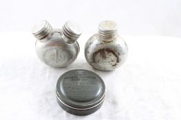 2 Russian Military Oil Cans, Sunburn Cream Tin