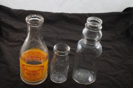 2 One Quart & 1 Half Pint Dairy Bottles