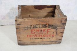 Chief Bottling Works Bemidji Minn. Wood Crate