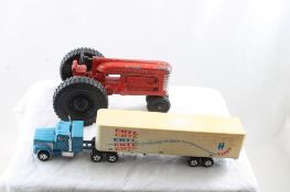 Hubley Jr Tractor & Ertl Semi Tractor Trailer Toys