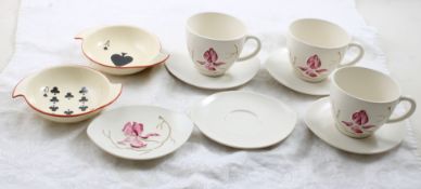 Carlton Ware Poker Nut Bowls, Cups/Saucers