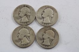 4 Washington Silver Quarters 1934 & 3 1936