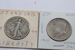 1964 Kennedy Half Dollar,1944 Walking Liberty Half